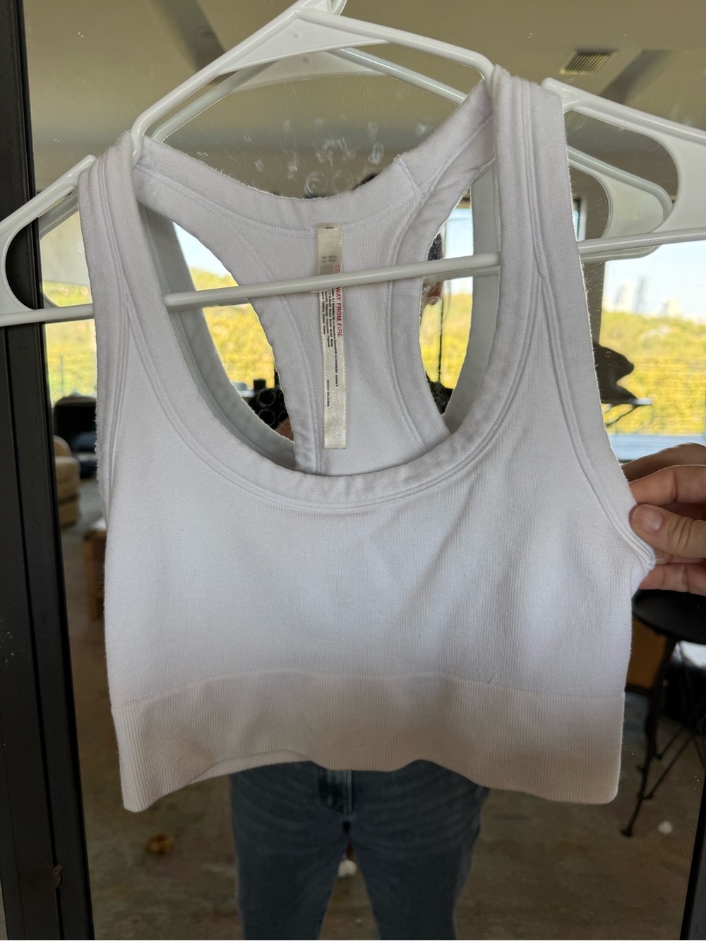 FP Movement by Free People White Ribbed Racerback Sports Bra